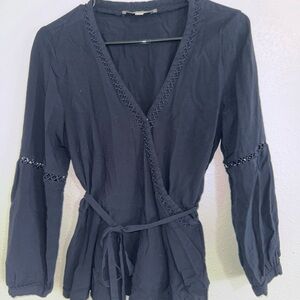 LOFT Navy Blue Wrap Around Blouse